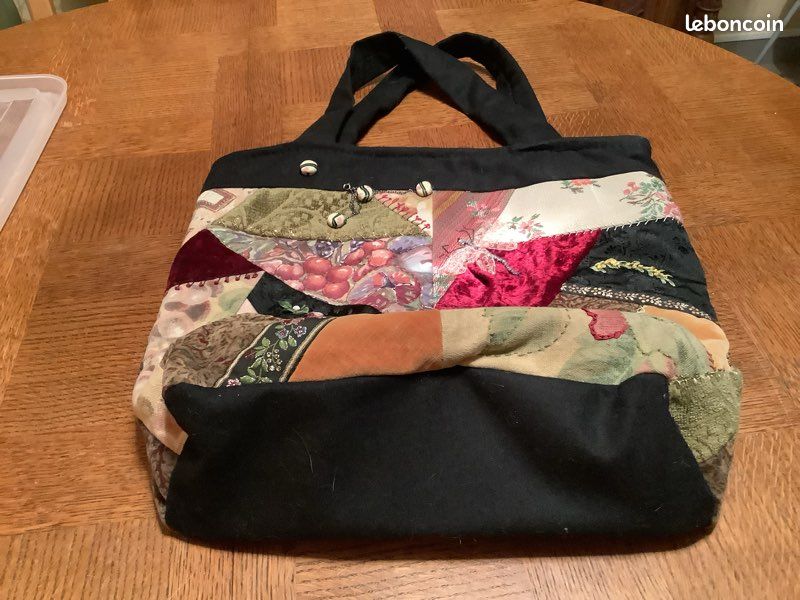 Beau sac à main en patchwork, neuf intérieur velours, noir (image 8)