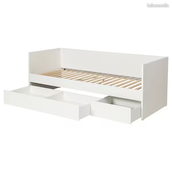 Lit IKEA VIHALS avec rangement blanc 80x200 cm - COMME NEUF (image 1)