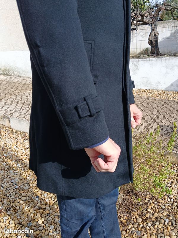 Manteau Thierry Mugler Homme Taille 54 (XL) - Laine/cachemire Noir - Caban - Occasion Très Bon état