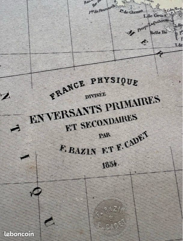 Bassins versants de la France - Carte ancienne 1854 (image 3)