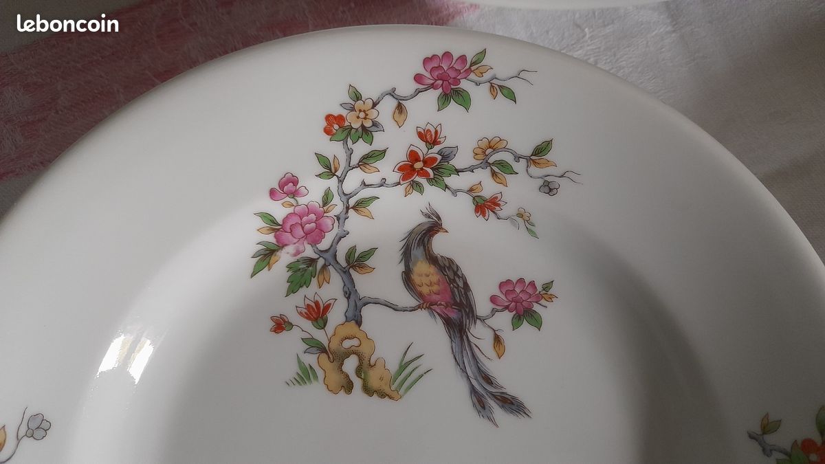 Superbes sept anciennes assiettes creuses Fonteyne la Rochelle Véritable porcelaine extra dure en excellent état (image 8)