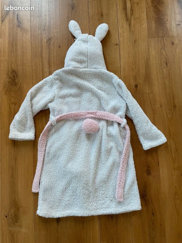 Peignoir à capuche pour fille Motif lapin Blanc ans SR92