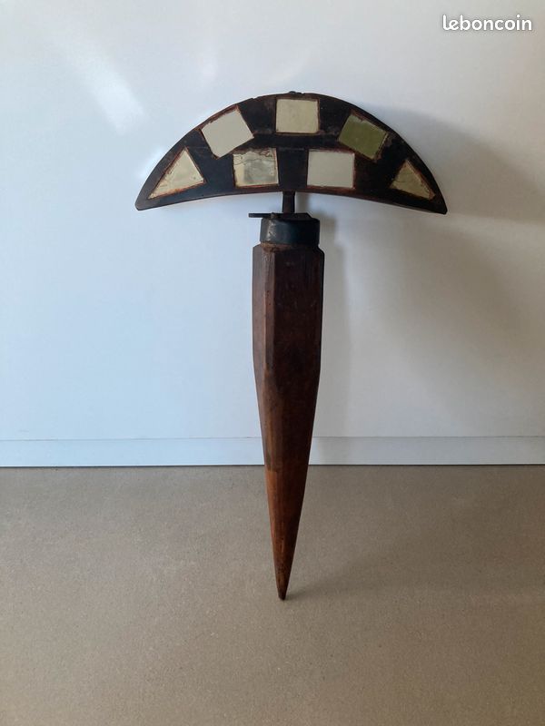 Pied De Miroir Ancien Aux Alouettes - XIXe Siècle, Métal, Décoration Vintage
