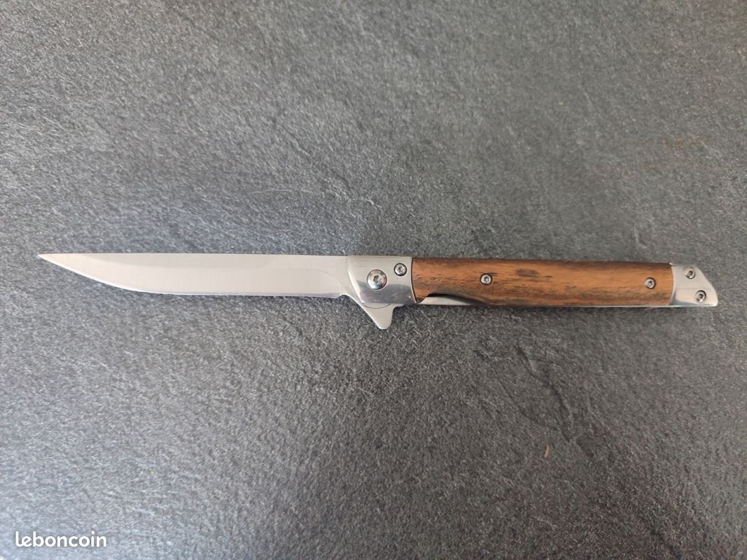 Couteau pliant de randonnée NEUF + Étui étui simili cuir (Longueur total 20,5 cm) (image 3)