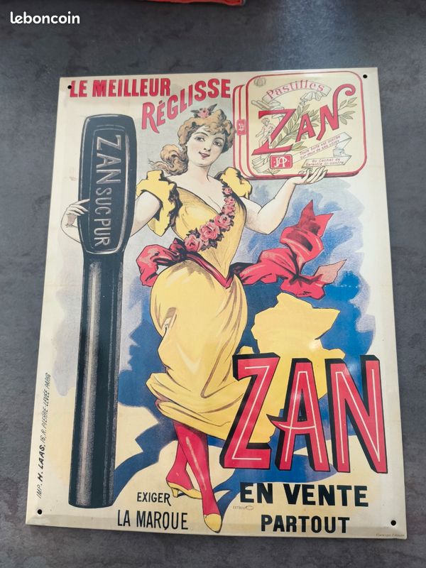 Plaque Métal Vintage ZAN Réglisse - Déco Murale Rétro 15x20 Cm - Style Belle Époque Pour Cuisine, Bar
