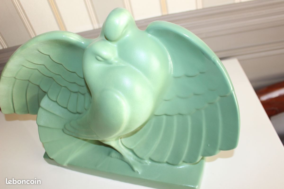 Lejan - Pigeons céramique -art déco 1930 (image 3)