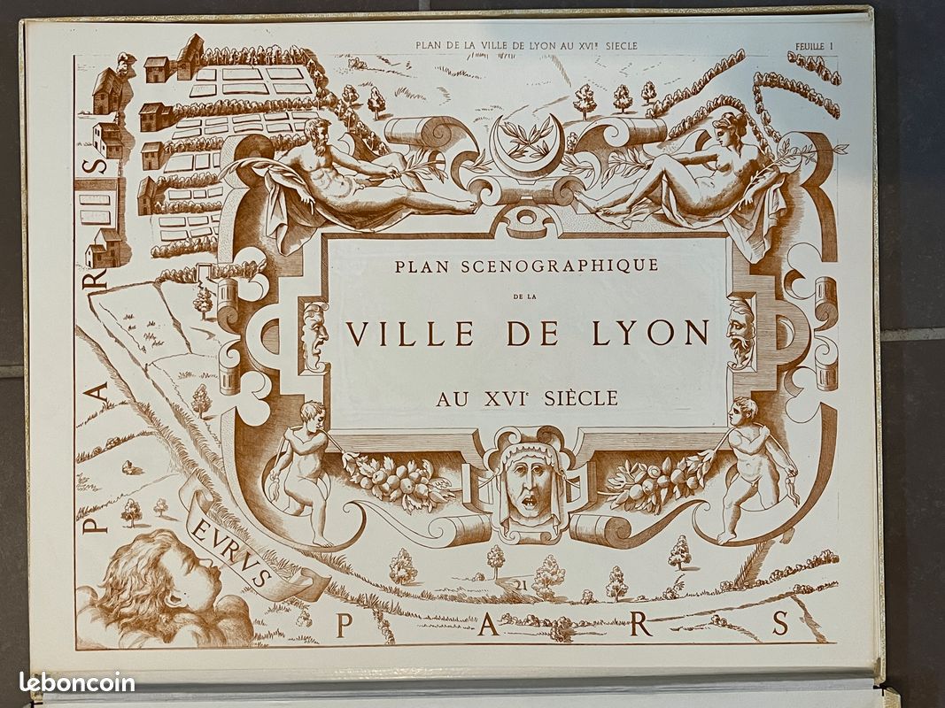 25 planches eau forte - Plan scénographique de LYON XVIème siècle - 2,40 x 1,70m (image 1)