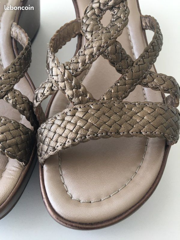 Sandales tressées Cuir Bronze 37 Neuves (image 6)