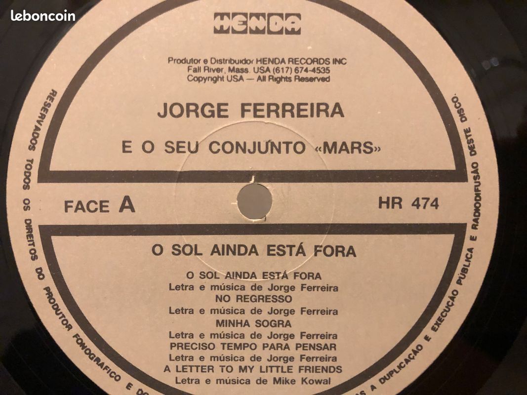 Jorge Ferreira O Sol Ainda Está Fora LP Album Vinyle 33 Tours 1986 Henda Records USA AUTOGRAPHIÉ (image 3)