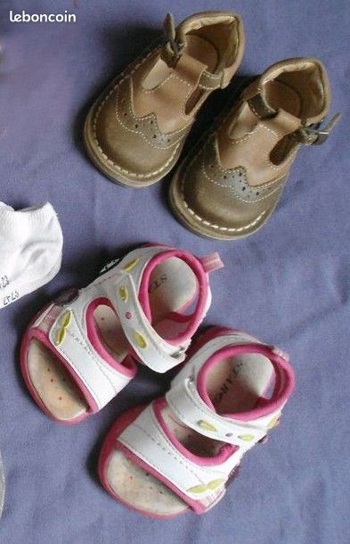 Chaussures : Sandales cuir TEX / Sandales tissu rose Pointure 19 (image 4)