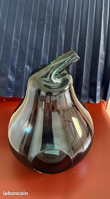 Vase à poser terrarium forme poire verre bleu transparent (image 1)