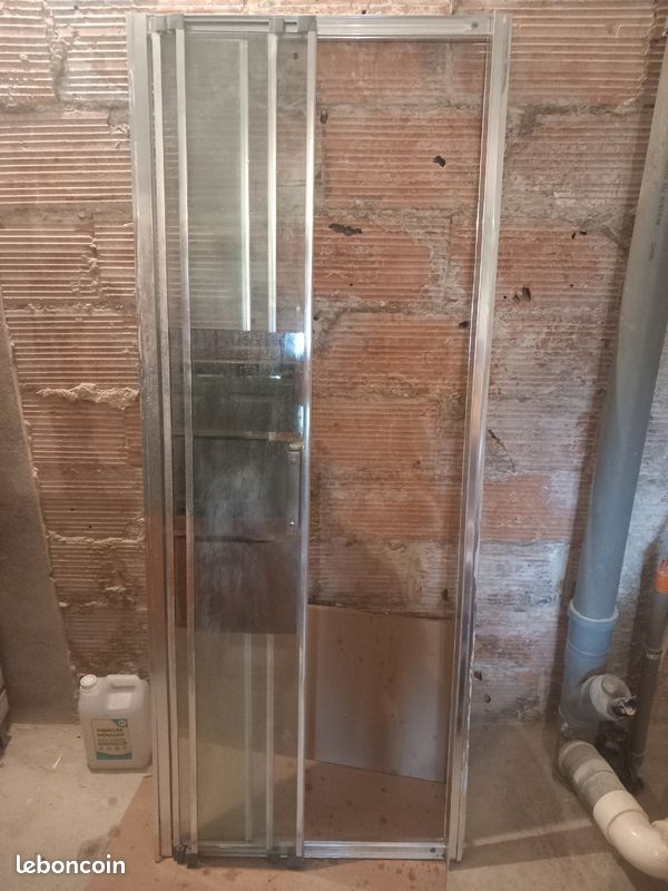 Porte de douche coulissante largeur 80cm avec bac en gré (image 2)