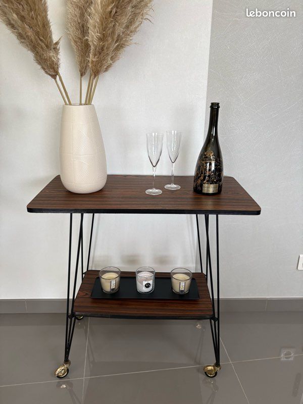 Desserte / Table d'appoint sur roulettes - Style vintage (image 3)