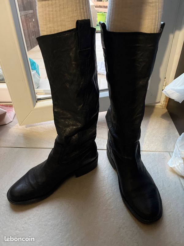 ☃️ Bottes bottines mi hautes tout cuir kickers 40 noir boots