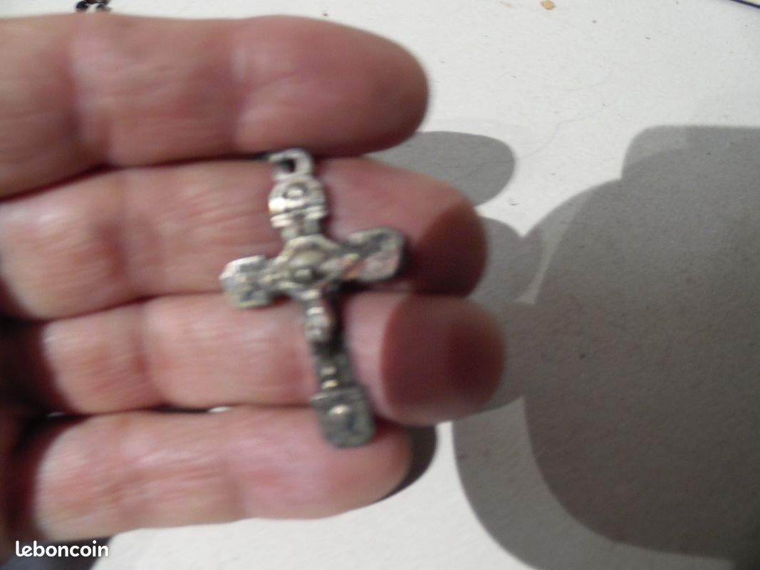 Chapelet Catholique Ancien En Argent Massif Sterling - Croix Poinçonnée - 17g