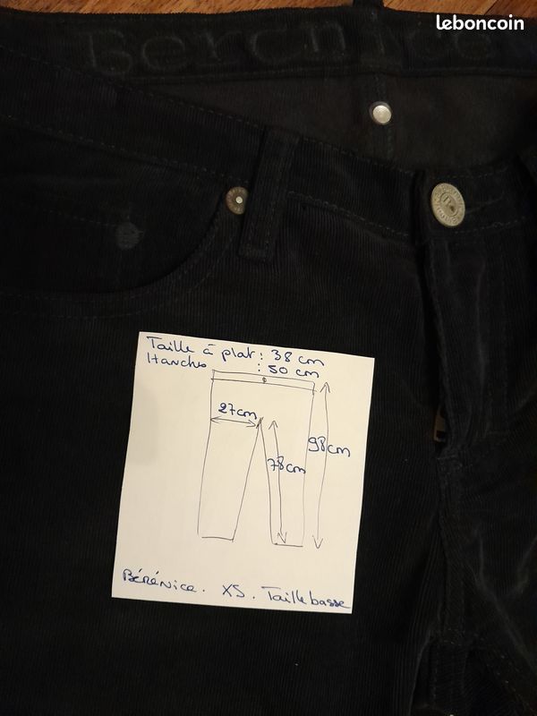 Pantalon velours Bérénice T S Bleu marine (image 4)