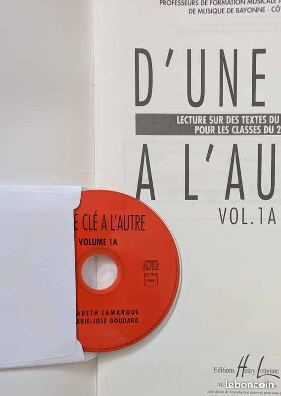 D'une clé à l'autre Vol 1A 2nd cycle Cd inclus, Lamarque (image 2)