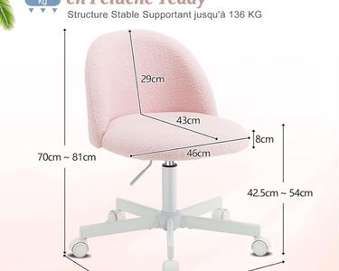 Bonnlo Fauteuil Pivotant, Chaise Coiffeuse, Fauteuil Relax, Chaise de Bureau Ergonomique, Fauteuil avec Dossier en Forme de Fleur, pour Salon, Bureau, Chambre, en Peluche Teddy, 2 Couleur (Rose&Blanc Bonnlo Fauteuil Pivotant, Chaise Coiffeuse, Fauteuil Relax, Chaise de Bureau Ergonomique, Fauteuil avec Dossier en Forme de Fleur, pour Salon, Bureau, Chambre, en Peluche Teddy, 2 Couleur (Rose&Blanc