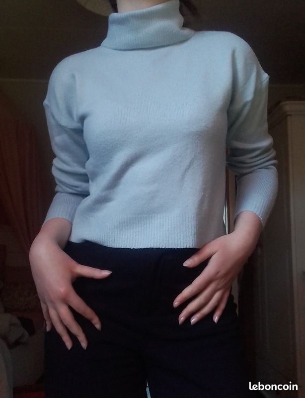 Pull Laine Pull Col RoulÃ© Femme Bleu Ciel Pull Femme Bleu Claire