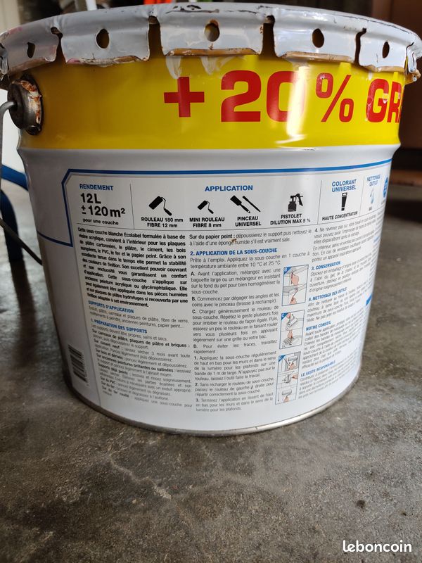 Pot de peinture blanche 11 litres (image 3)
