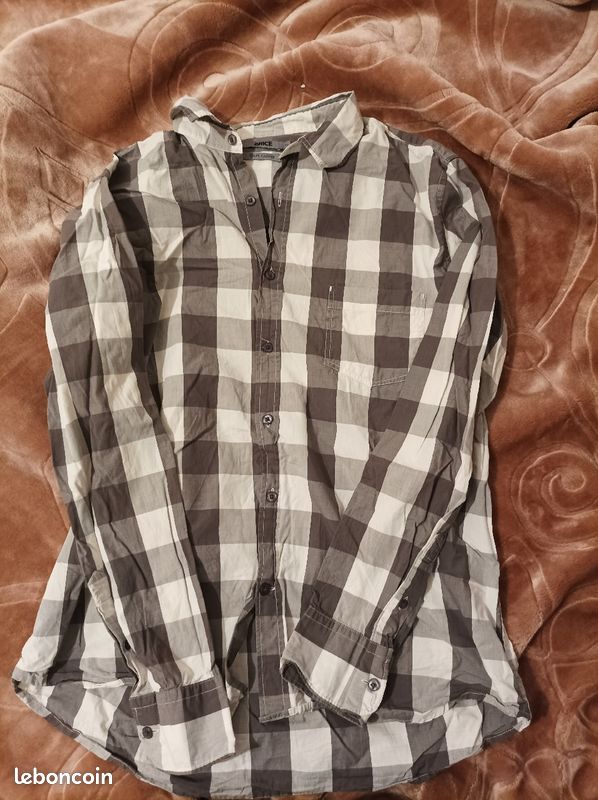 Chemise a carreaux grise (image 1)