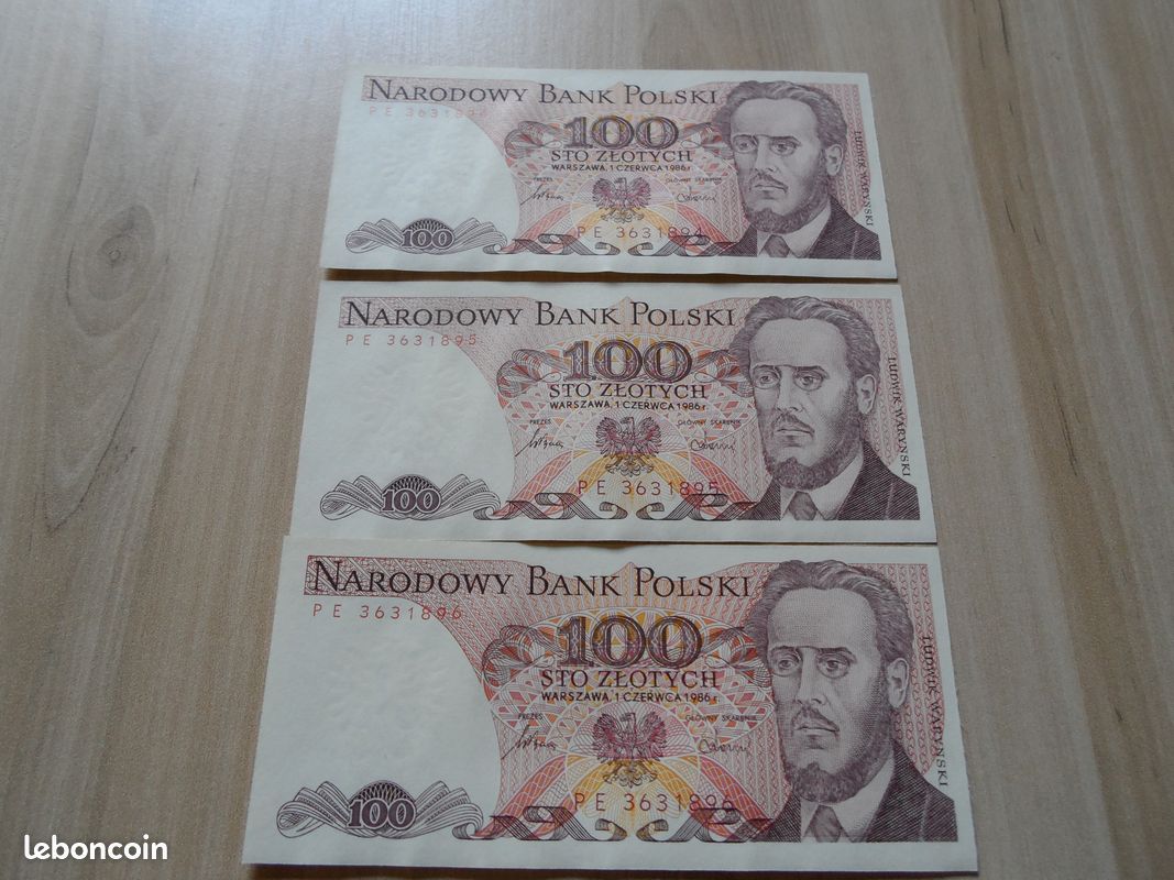 Pologne: lot de 3 billets 100 zlotych 1986 NEUF (image 1)