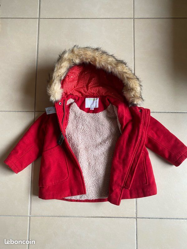 Manteau De Pluie Rouge Pour Fille Chico - Taille 2-3 Ans, Imperméable Avec Capuche, Occasion Très Bon état