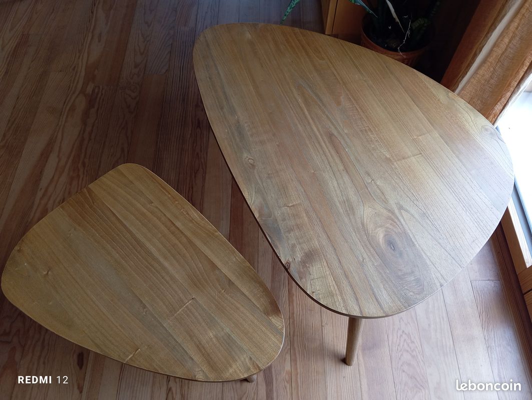Lot de 2 tables basses bois massif en manguier (image 3)