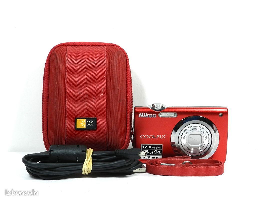 Appareil Photo Nikon Coolpix S220 Rouge - 10MP, Zoom 3x, écran 3,5" - État Correct Avec Boîte Et Chargeur