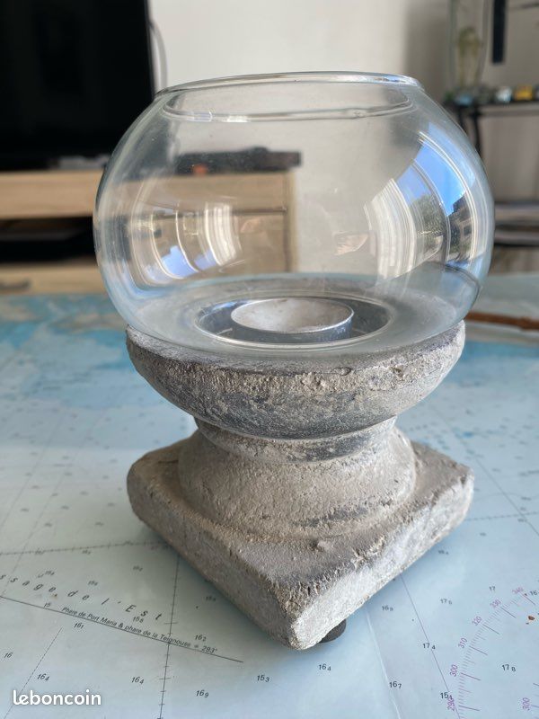 Photophore verre transparent Omani H 30 cm