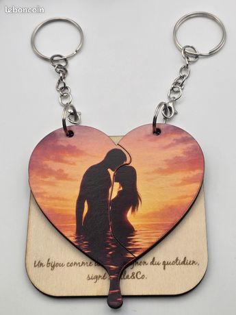 Porte-Clés Double Cœur Brisé En Métal Argenté – Idée Cadeau Romantique Pour Femme