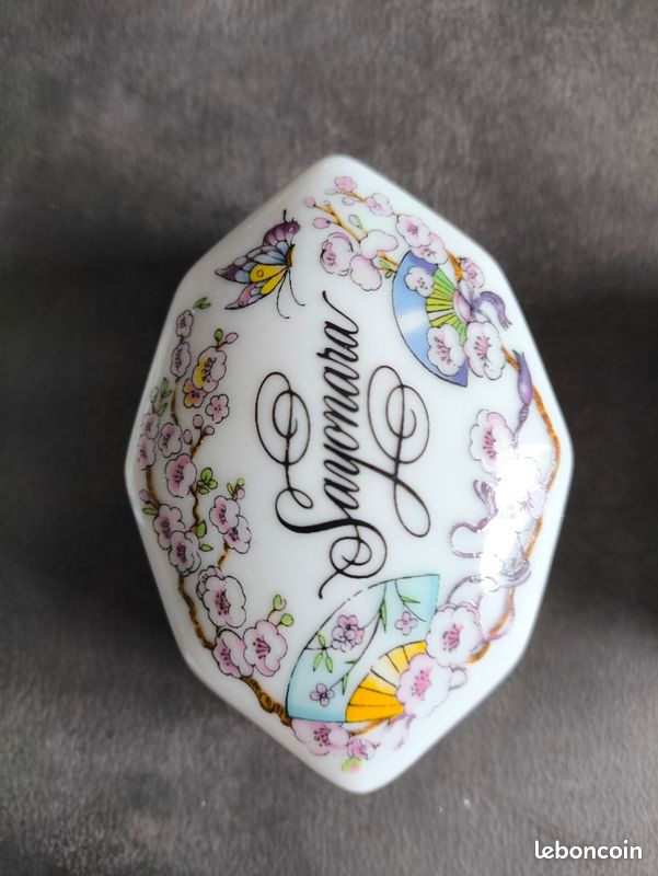 Boîte Cœur En Porcelaine Vintage Française - Décor Pierrot & Arlequin, Parfaite Pour Bijoux !