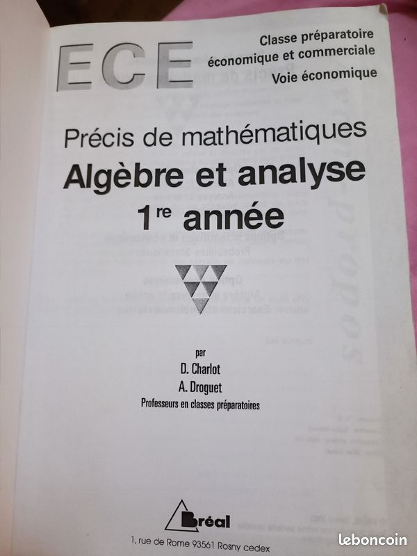 Précis de mathématiques. Algèbre et analyse 1ère année (image 2)