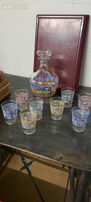 Carafe et verres sérigraphiés Années 50 (image 2)