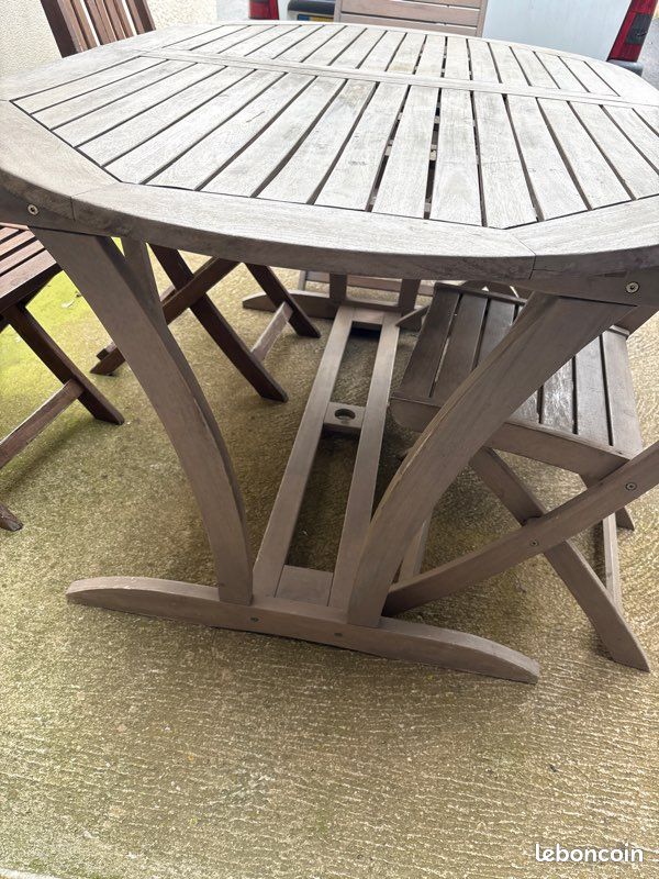 Table en bois de jardin excellent état + 5 chaises (image 6)