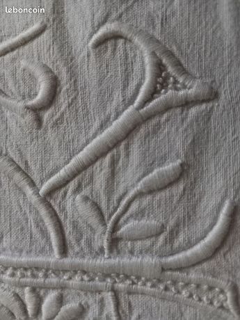 Drap ancien monogramme MD - Linge de maison