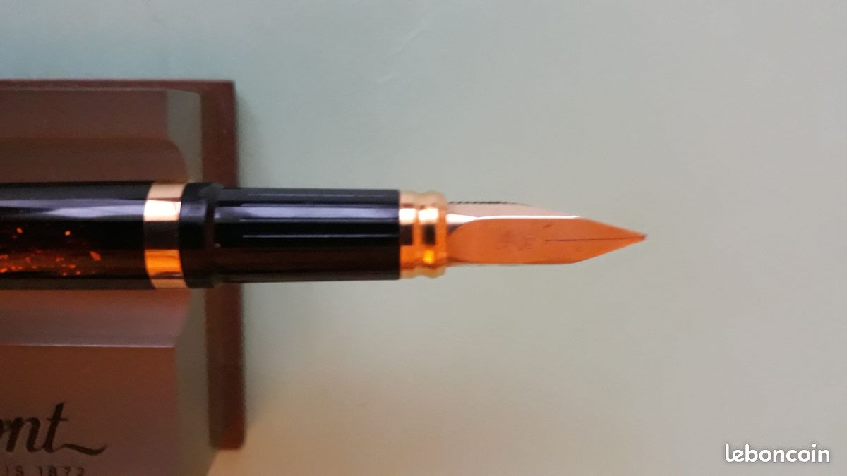 Stylo Plume S.T. Dupont Gatsby Laque De Chine Brune Paillettes Or - Plume 18K - Occasion