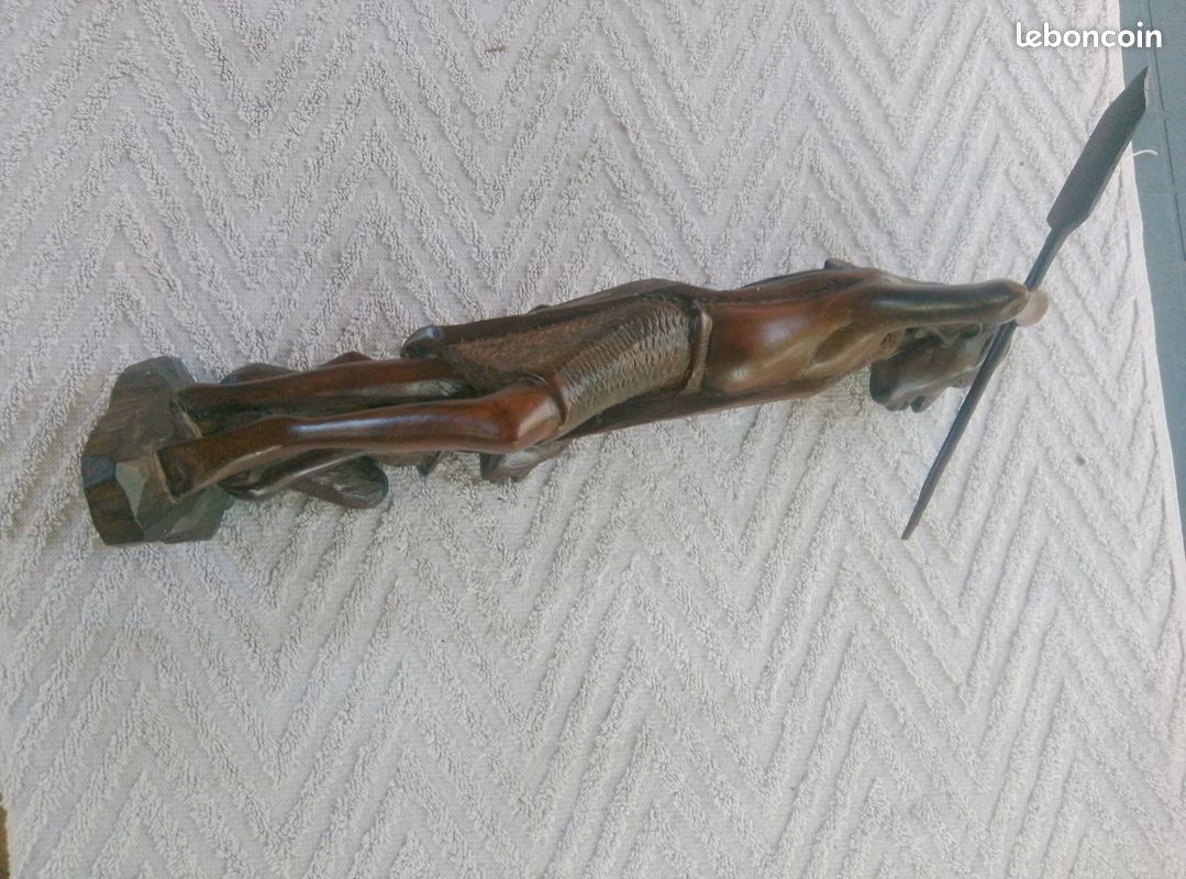 Statue art africain en bois hauteur 34 cm (image 5)