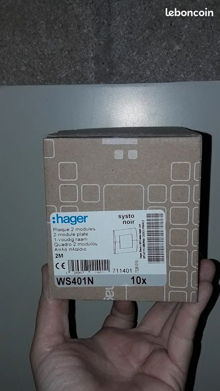SYSTO plaque 2 module NOIR HAGER (image 2)