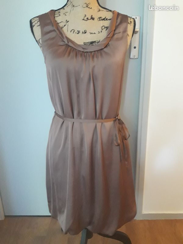 Robe boule satinée marron taille 38 (image 2)