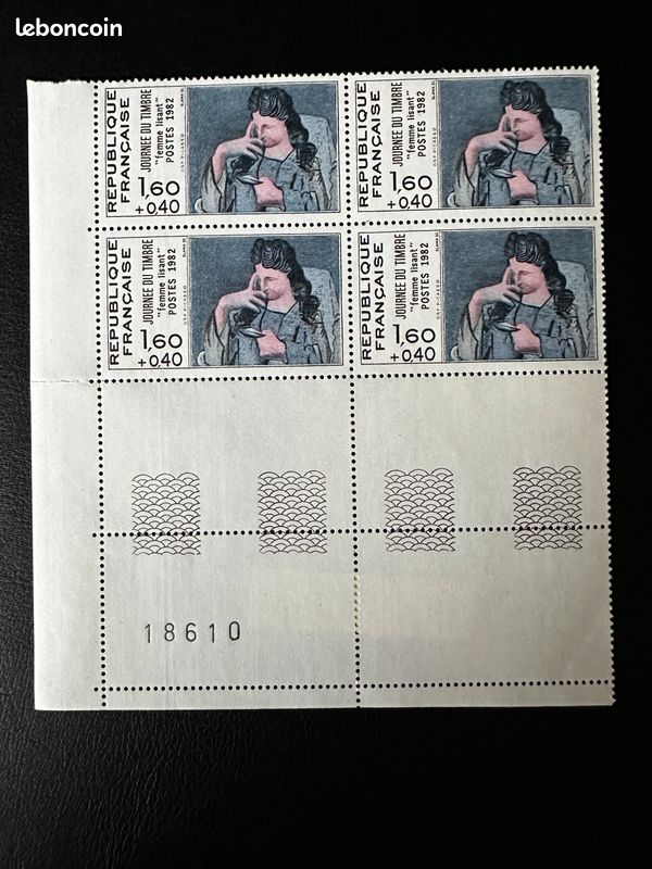 Lot de timbres journée du timbre 1982, "femme lisant" ✉️ (image 5)