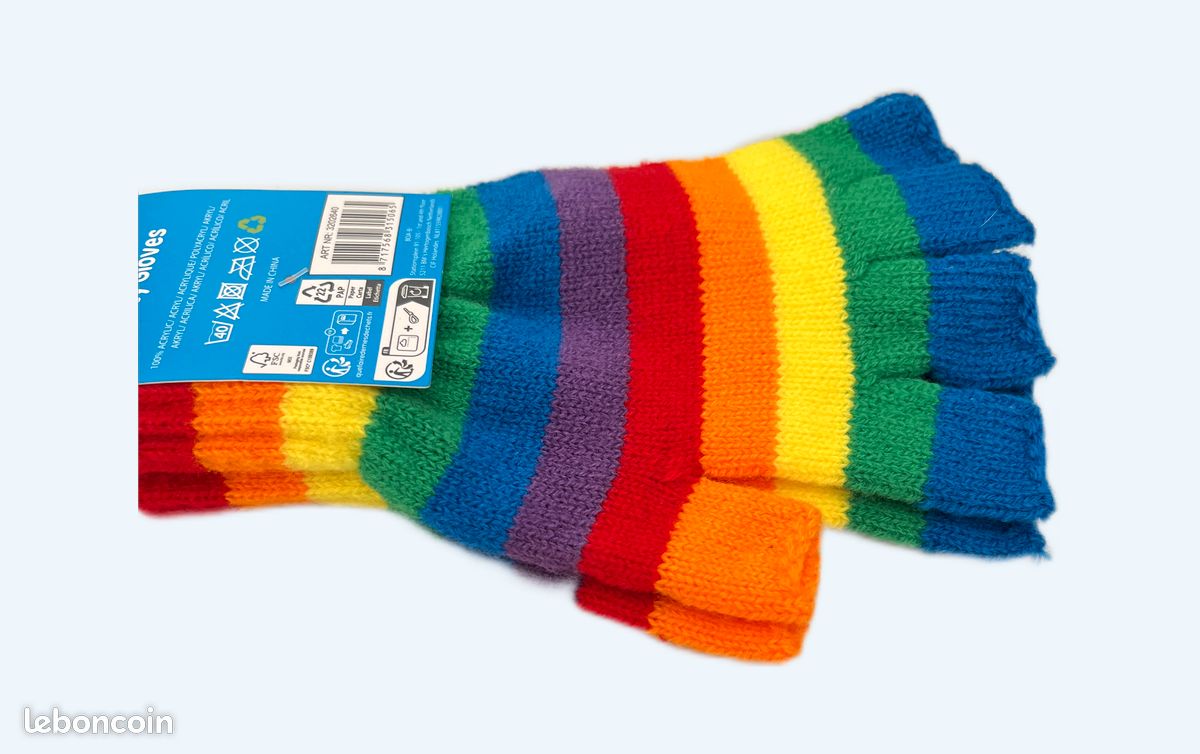 Gants Sans Doigts Multicolores Pour Femme - Taille Unique, Neufs Avec étiquettes