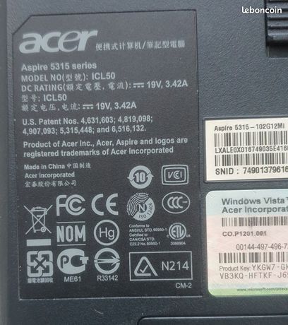 Lot pièces ACER 5315 - Ventilateur + USB board + DC Jack