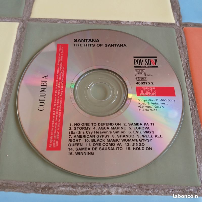 CD "Hits Of Santana" de SANTANA, Pop Shop Sony Music 1990 (image 3)