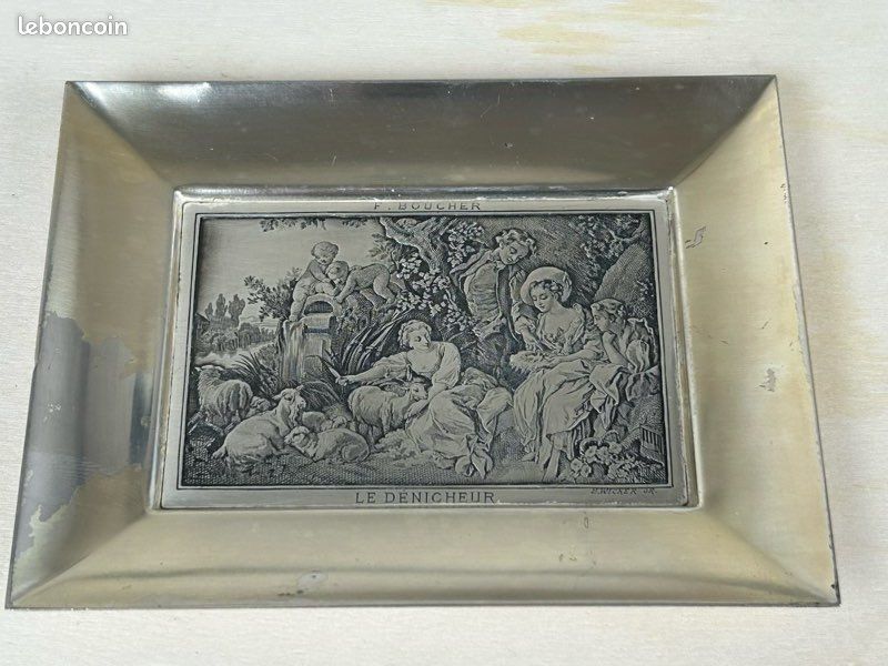 Boîte à Bijoux Ancienne François Boucher « Le Printemps » - Gravure Wicker, Occasion
