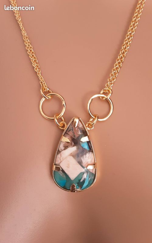 Collier en pierre naturelle turquoise huitre (image 9)