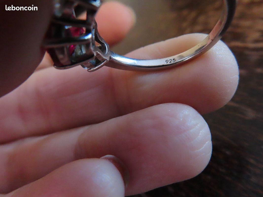 Bague Cocktail En Argent Sterling 925 – Rubis Et CZ Blanc – Taille 8.5 – Personnalisable