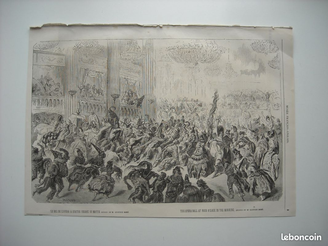 Lithos 1856. Le bal de l’opera a quatre heures du matin. Par gustave dore. + rmee d’orient. Entree dans paris, 29 decembre 1855, des troupes revenant de crimee. Par gustave dore. + coffret a bijoux (image 1)