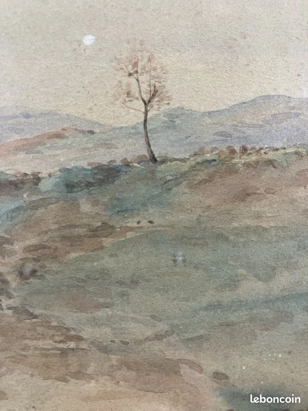 Aquarelle début XXème signée : paysage sentier en Montagne (image 9)