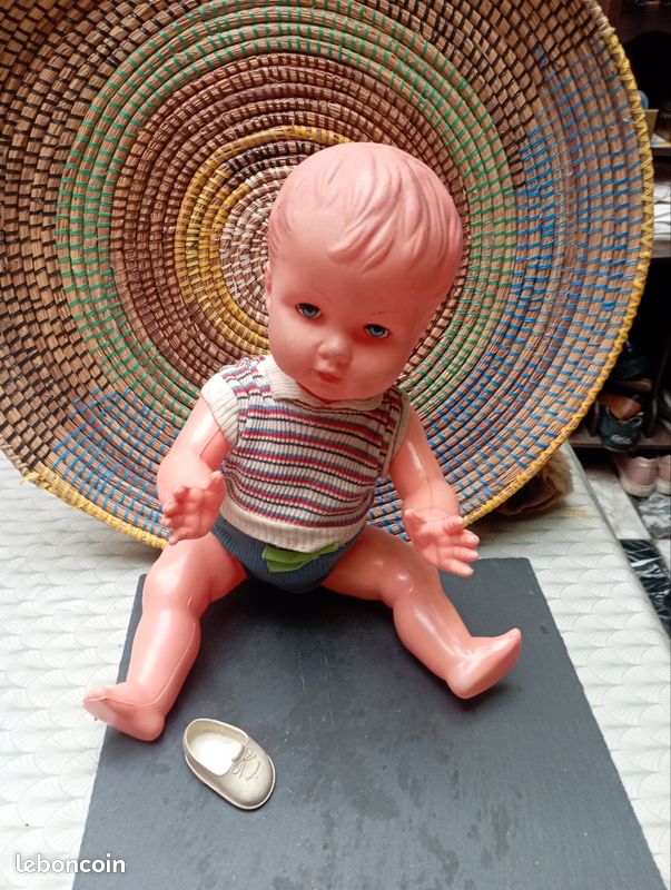 Poupon Ancien Petitcollin - Baigneur Petit Colin - Celluloïd 50 Cm - Années 50